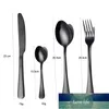 Talheres de aço inoxidável preto Conjunto de falhas Facções de Kitching Dinner Fork Lnife Lunda Dinamarca 16 PCS202D