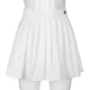 Wit geplooid rok korte vrouw elastische taille mini rokken sexy mircro zomer borduurwerk mini tennis rok preppy 210724