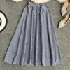 Koreanisches Sommer-Zweiteiler-Outfit für Frauen, ärmelloses Tank-Top + hoher Taille, schlanker langer Rock, Plaid, 2-teiliges Set, Damenmode-Anzug 210730