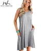 Trevligt för alltid sommar grundläggande ren färg ärmlös klänningar rakt skift lös kvinnor avslappnad klänning A219 210419