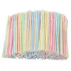 200pcs Plastic Drinking Straws 8 Inches Long MultiColored Striped Bedable Disposable Party Multi Colored Rainbow Straw4452594