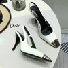 С коробкой 2022 дизайнер бренда дамы High каблуки обувь сексуальные буквы реальные кожаные женские одежды обувь мода насосы весенняя обувь свадьба