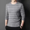 Koreanische Kleidung Männer Kaschmir Pullover Streifen Muster Pullover Pullover Slim Fit Langarm Shirts Herbst Mode Kleidung Männer Y0907