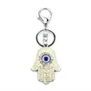 Lucky Hamsa Hand Blue White Evil Eye Keychain Hummer Buckle Oil Drop Pendant Smycken För Män Kvinnor EY157