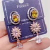 Mode Zirkoon Oor Studs voor Vrouwen Koreaanse 925 Silver Needle Sweet Flower Geometric Earring 2021 Nieuwe Trend Rhinestone Crystal Sieraden