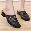 Sandaler 2021 Strandskor tofflor, mjuka kvinnors sandaler, Hollow Out Mid Heels, Korea Style Footwear, Antiskid, B38.9