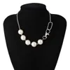 Einfache minimalistische große simulierte Perlenkette Schmuck für Frauen 2020 Mode Goth geometrische Metallkette Chokerhalsketten