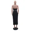 Kvinnor Sexig Halter Crop Top Lace Up Hollow Out Bodycon Midi Skirt Två Piece Set Dress Fashion Night Club Beach Holiday Suit 210525