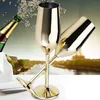 シャタル化ステンレスシャンパングラスブラッシングゴールドの結婚式の乾杯シャンパンフルートドリンクカップパーティー結婚ワインカップ