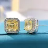 Stud GICA 925 Sterling Silver 7 7mm Rosa Amarelo Alto Carbono Brincos de Diamante para Mulheres Espumantes Casamento Fine Jewelry Gift241Q