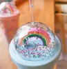 450 ML Rainbow Cup Tasses Double Plastique avec Pailles PET Matériel pour Enfants Adulte Girlfirend Cadeau Produits xc1