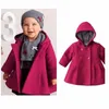 冬の赤ちゃんガールズコート幼児ジャケットトレンチジャケット子供のオーバーコートベベ少女フード付きの上着生ボーン服210413
