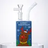 Рождественские напитки бутылки кальяны 7 дюймов стеклянные бонги мини маленький маслый маслом Установки DAB рождественские водные трубы 14,5 мм женский сустав с миской