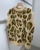 Jesień Zima Leopard Dzianie Damskie Tank Swetry O-Neck Minimalizm Oversize Swetry Sweter Kobiet 210428