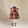 Dzieciaki Dresses Girls 2020 New Fashion Dress Sukienka Bawełna Bez Rękawów Letniej Kamizelka Big V-Neck Stripe Do Party Party Dress Baby Girl Clothes Q0716