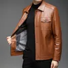 Men's Leather Jacket Coats Thickening Fur PU Outerwear Slim Winter Jackets Brown Black Plus Size XXXXL Outer Men Clothing Tops