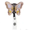 10 stks / partij Style Borduurwerk Dieren Butterfly ID-kaarthouder voor verpleegkundige arts Gift Badge Reel