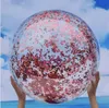 24" Farbe Pailletten Wasserball Transparent PVC Blinkende Wasserballons Polo Aufblasbares Spielzeug Foto Requisiten Schwimmbäder Spielspaß Werkzeuge