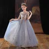 Tjejklänningar Prinsessan Lace Ball Gown Tulle Beaded Flower Girl Pageant Gowns Applique Piano Performance Dräkter First Holy Communion
