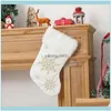 Świąteczne dostawy Home Garden 10x18inch Christmas Stocking Snowy Biały Przytulny Faux Fur Xmas Kominek Wiszący skarpetę Dekoracyjne dla rodziny