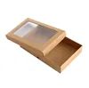 Coffrets cadeaux en papier kraft 2021, boîte d'emballage avec fenêtre, boîte à chaussettes en papier kraft 22x14x4,3 cm