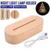 5Pcs 3D Wooden Lamp Base LED Table Night Light Bases For Acrylic Warm White Lamps Holder Lighting Accessories Assembled Based Bulk304A