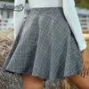 High Waist Zip Back Pleated Mini Skirts Women Spring Summer Korean Style Cute Sweet Ladies Plaid Skirt for Girls 210510