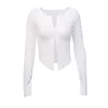 InstaHot White Black Zip Up T-shirt Ribbed Knitted Long Sleeve Strech Irregular Casual Sexy Women Autumn Tops 2019 Streetwear Y0508