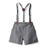 Kleidung Sets Tem Doger 2021 Sommer Mode Jungen Kleinkind Gentleman Set Bowtie Kurzarm Hemd + Hosenträger Shorts Kid tuch