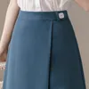 Spring Summer Office Wrap Skirt Women Korean Style High Waist Aesthetic Midi Split Female OL 210421
