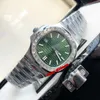 Luxury Watches 40mm Nautilus 5711/1300A-001 Miyota 8215 Automatic Mens Watch Baguette Diamond Bezel Green Dial Stainless Steel Bracelet Gents Sports Wristwatches