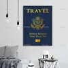 Peintures Motivational Inspirational Toile Affiche- Passeport Voyage Argent Retours Temps Ne Mur Art Bureau Maison De331u