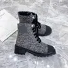 Luxury Designer Boots Stretch Fabric Sporty Stripes Combat Booty Winter Party Wedding High Quality Cool Knight Ankle Boot EU35-41