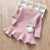 Vestito per bambini per ragazze Primavera Autunno Tasca Cartoon Stripe es Cute Party Princess Baby Abbigliamento per bambini 210625