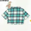 Women's Slimmed-down Short-sleeved Plaid Shirt Womens Blouse Sexy Party Shirts Tops Clothing Blusas Mujer De Moda ZA 210510