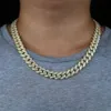 Hip Hop Landed Out Beton CZ 1 Zestaw 14mm Gold Miami Curb Cuban Chain CZ Bling Rapper Naszyjniki Dla Mężczyzn Biżuteria X0509