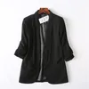 جمعت Women Chic Twill Blazer ثلاثة ربع جيوب الأكمام عتيقة Office Wear Coat Tops 10 Colors Luits Suits Blazers