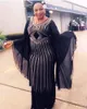 スーパーサイズの長さ150 cmスタイルのアフリカの女性のダニキファッションドリルシフォンビッグスリーブスリムフィッシュテールロングドレス民族の服