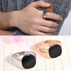Mens Silver Rose Gold Rings Male Fashion Wedding Jewelry Square Black Vintage Jewelry Boho Gifts for Men