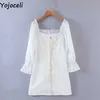 YojoCeli Элегантное сексуальное кружева bodycon dres летний белый короткий мини-случайный пляж cool vestidos 210609