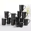 Avec boîte-cadeau 12 s tasses en céramique créatives avec couvercle cuillère noir et or porcelaine zodiaque lait tasse à café 400ML eau 220311