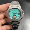 Top U1 Factory Sky Blue Mens Watch Movement Graved PP Blue Dial Automatic Mechanical rostfritt stål Transparent Back Men Watches armbandsur