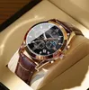 Poedagar Men Watches Rose Gold Leather 2021 Новая модная водонепроницаемость Luminous Top Brand Luxury Mens Quartz Sport Clock H15215767