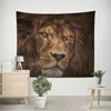 Kleurrijke dierentapijtwand hangende leeuw en tijger gedrukte decoratie