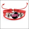 Bracelets porte-bonheur bijoux bracelet de sensibilisation au cancer du sein pour les femmes ruban foi espoir amour tressé en cuir corde wrap bracelet mode drop deli