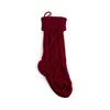 Czerwony Dzianiny Christmas Pończochy Xmas Stocking Burgundia i śmietana dla rodziny wakacje Xmas Party Decor Candy Prezent Torby Wiszące ozdoby FHHH21-811