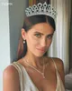 Newest Tall Crowns Luxury CZ Tiaras Wedding Accessories Women Zircon Jewelry Queen Party Headdress Best Gifts Trendy Headband X0625