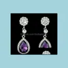 Boucles d'oreilles de lustre Dangle Bijoux Femmes Médiaire Mécristal Crystal Waterdrop 925 Sterling Sier goutte 4 couleurs Livraison 2021 UJ0RT