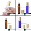 Packing Office School Business & Industrial10Ml Frosted Clear Blue Amber Roll On Bottles Roller Ball Glass Bottle With Wood Grain Cap For Es