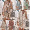 Girl's Printed Dresses Summer Tassel Beach Dress Casual Vintage Floral Print Clothes Party Girl Loose V-neck Blouse CGYA228